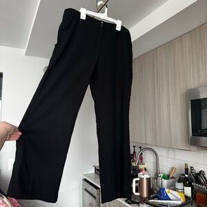 Vintage Louis Féraud High Waist Wide Leg Wool Trousers Black 12